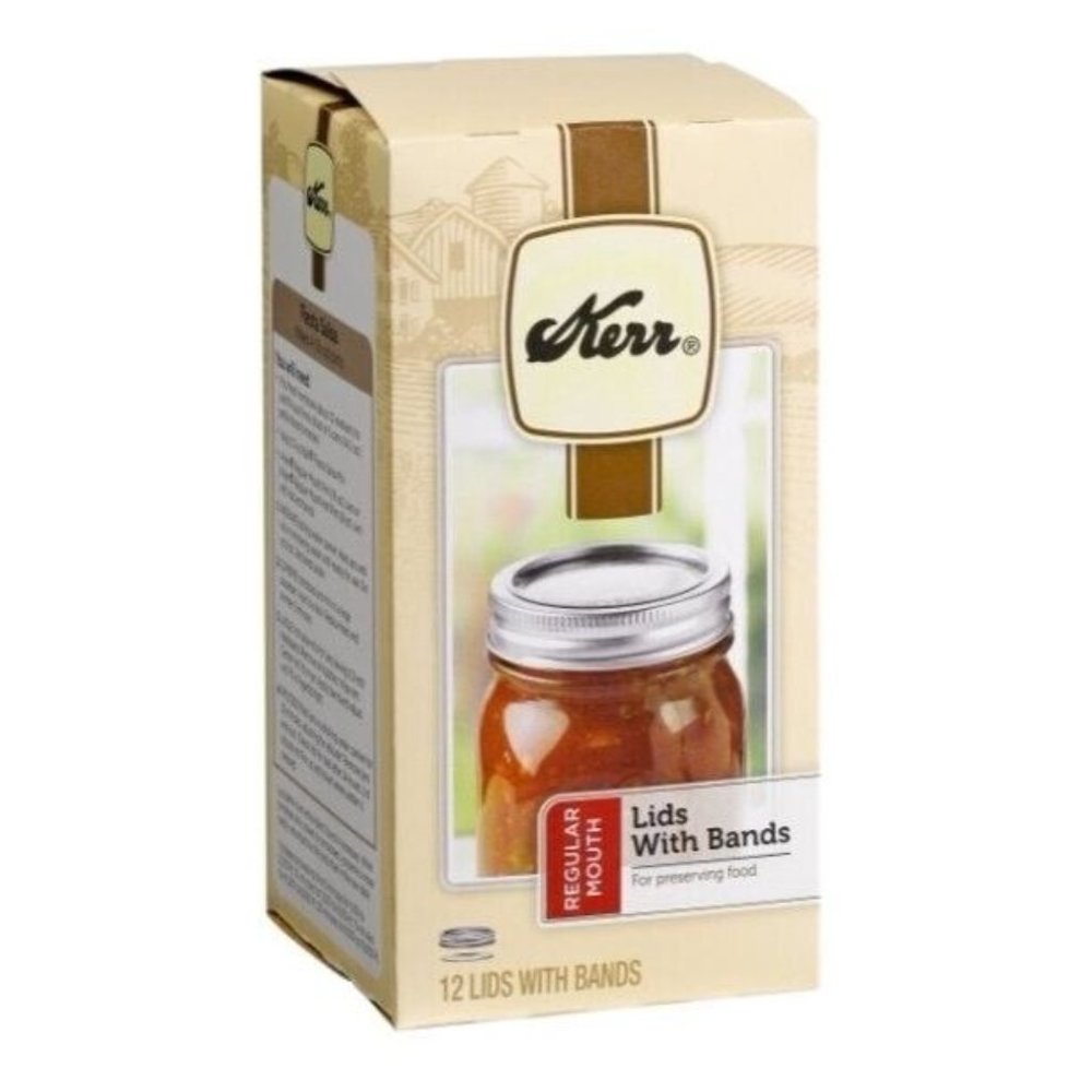 Kerr Regular Mouth Sure Tight Canning Jar Lids and Bands 12-Piece BPA Free NIB